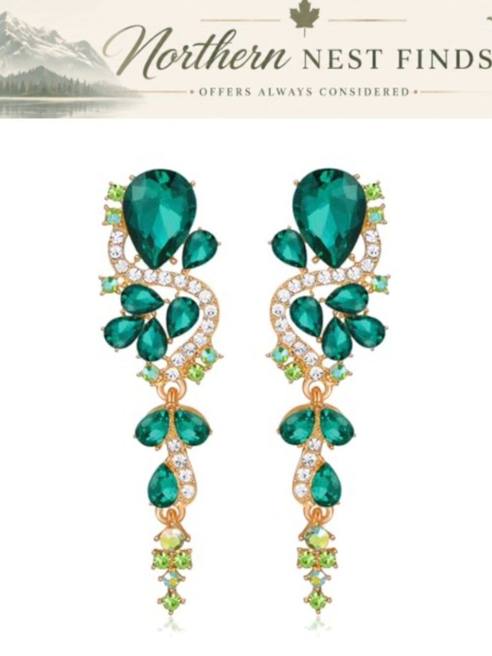Rhinestone Statement Dangle Earrings Gold Plated Chandelier Prom Wedding
